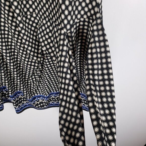 Max Studio Cap Sleeve Faux Wrap Dress Black White Dot Travel Womens Size Medium - Picture 7 of 7